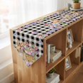 thumbnail image 4 of Easter Bunny Table Runner Linen Burlap Table Runner 72 Inches Long Spring Easter Eggs Floral Black White Check Dresser Scarves for Kitchen Island Coffee Dining Party Wedding Holiday Decor 14"x72", 4 of 8