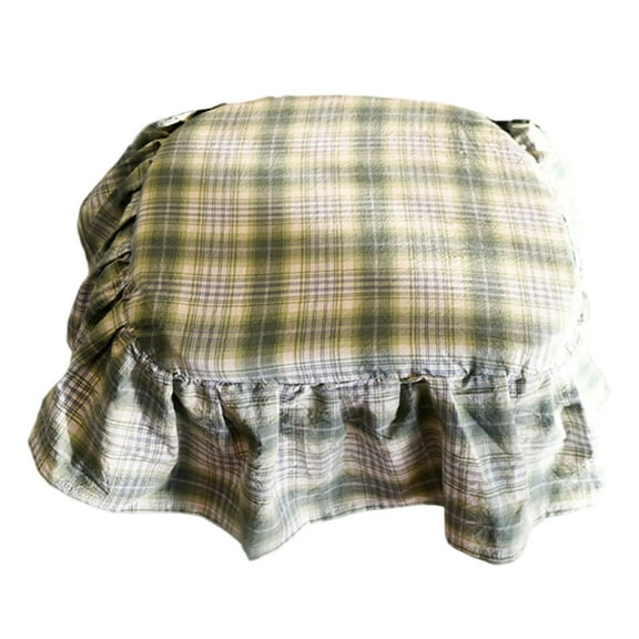 18 Inch Plaid Ruffled Dining Chair Cushions with Ties Non- Seat Pads Soft Thick Filled Country Style Gingham Kitchen Office Home Wooden Chair Cushion Cover Pad (1PC)