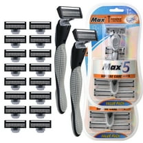 Venoro Men's Razors 5-Blade 2 Manual Razor Handles and 16 Blades Refills, Gray