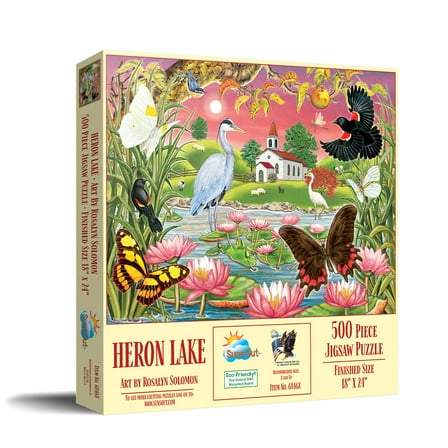 SUNSOUT INC - Heron Lake - 500 pc Jigsaw Puzzle by Artist: Rosalind Solomon - Finished Size 18" x 24" - MPN# 68468