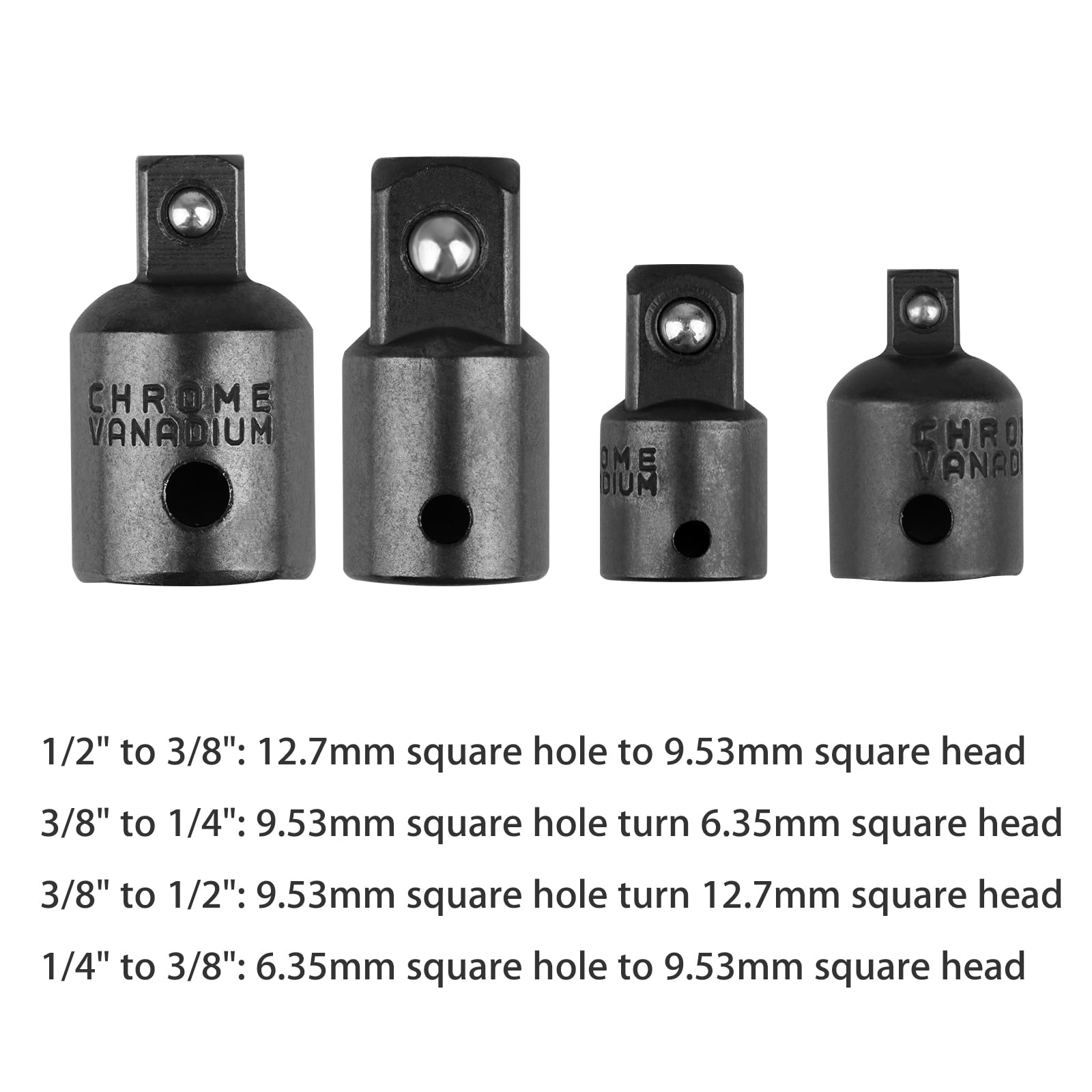 4 Pack 3 8 To 1 4 1 2 Inch Socket Adapter Reducer Air Impact Set For Ratchet Handles Extension Bars Accessories Walmart Com Walmart Com