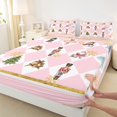 thumbnail image 3 of Homewish Fairy Tale Princess Twin Sheet Sets, Kawaii Xmas Nutcracker Guard Twin Fitted Sheet, Pink Christmas Plaid Flat Sheet, Lightweight Room Decor, 3-Piece, 3 of 7