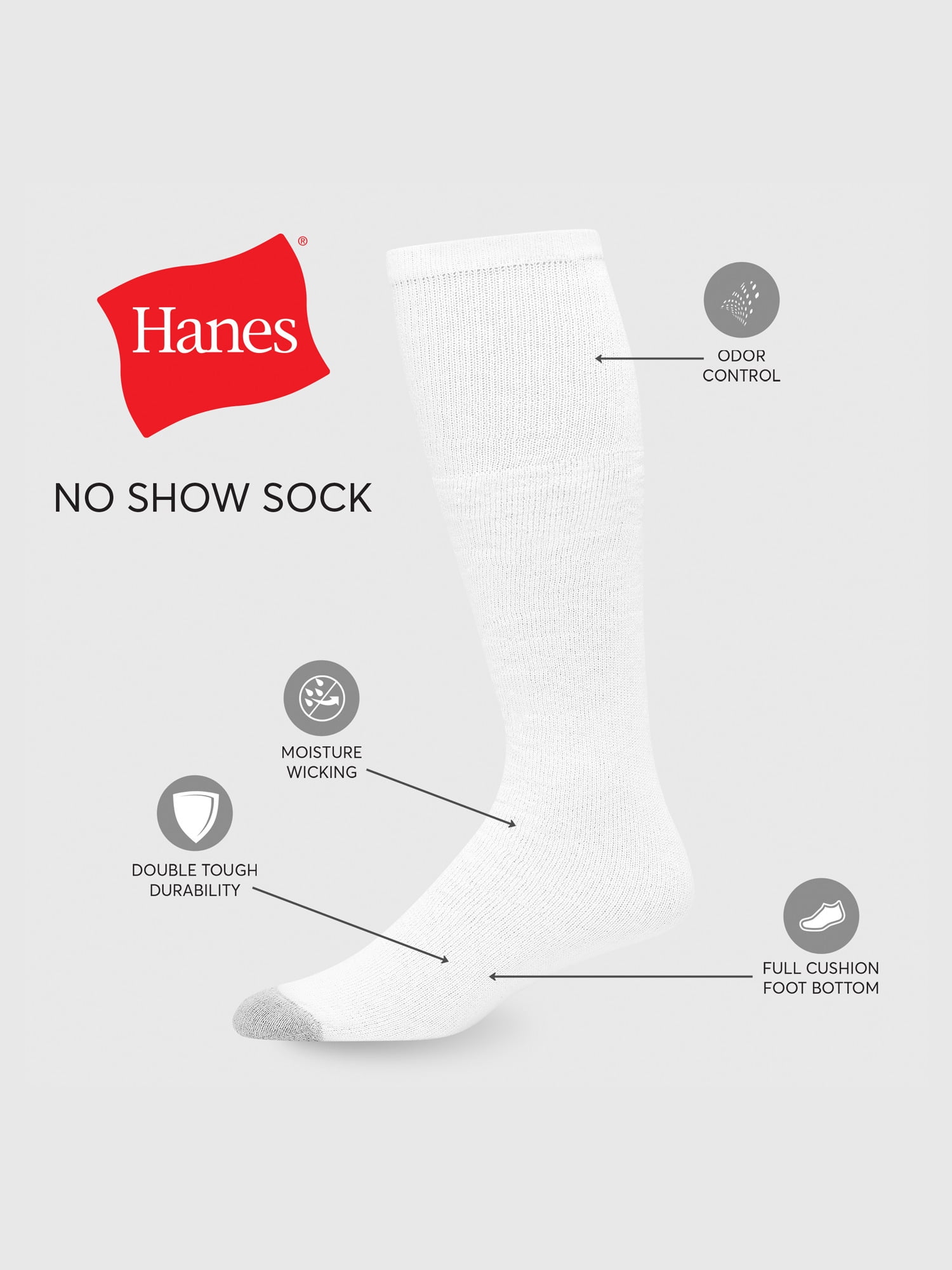 Hanes Men's Double Tough Durability Over-the-Calf Socks, 12-Pack, Size 6-12