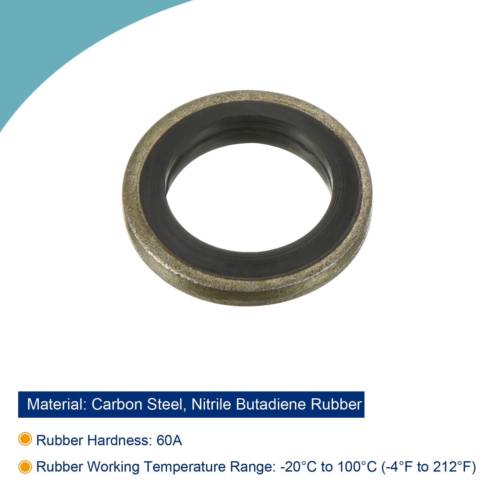 Unique Bargains Carbon Steel Nitrile Rubber Bonded Sealing Washer M10 0.61"x0.39"x0.08"