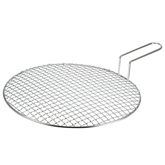 Uxcell Stainless Steel Grill, 13.8-inch Round Barbecue Net BBQ Grill Outdoor Grill Baking Wire Mesh Rack with Handle