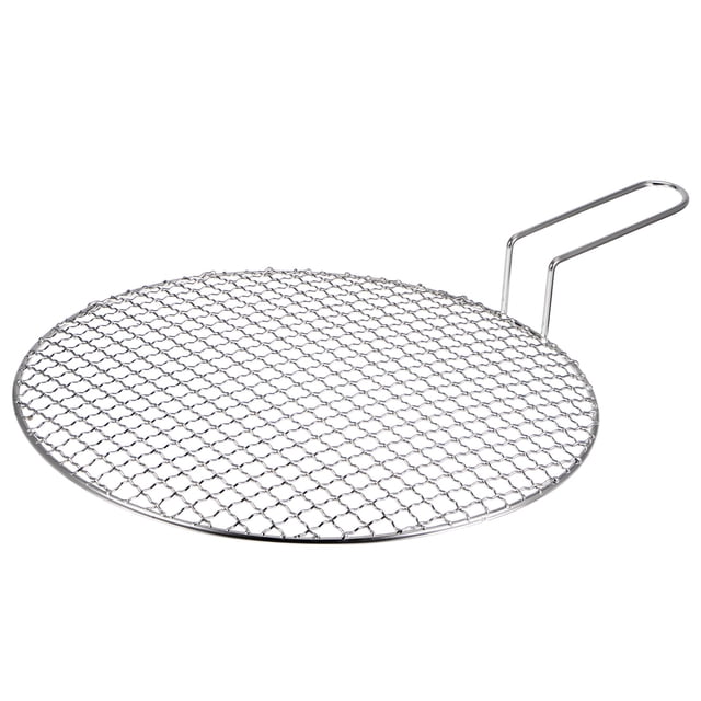 Unique Bargains Stainless Steel Grill, 13-inch Round Barbecue Net BBQ Grill Outdoor Grill Baking Wire Mesh Rack with Handle