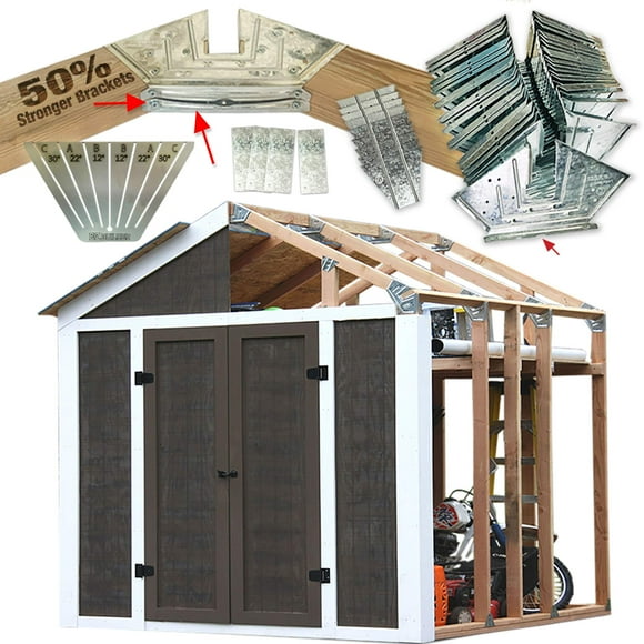 EZBUILDER 70187 Peak Style Shed Instant Framing Kit, 7x8, Brown