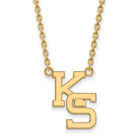 Kansas State Large (3/4 Inch) Pendant w/ Necklace (10k Yellow Gold)