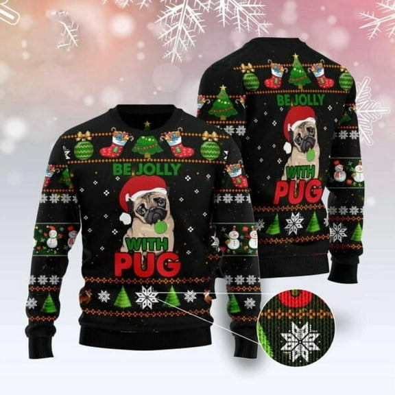 Pug Be Jolly 3D Christmas Sweater, Dog 3D Christmas Sweater, 3D Dog Sweaters
