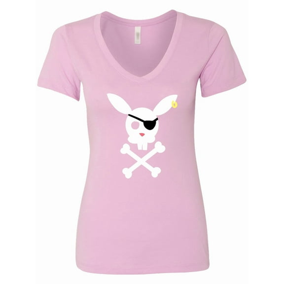 Inktastic Cute Easter Pirate Bunny with Eyepatch and Earring Women's V-Neck T-Shirt