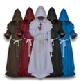 thumbnail image 1 of Wizard Robe Hooded Cloak for Halloween Brown Cosplay Costume, 1 of 3