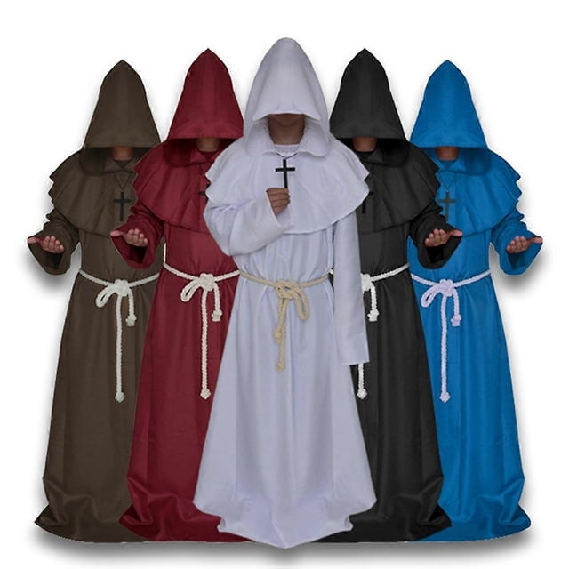 Wizard Robe Hooded Cloak for Halloween Brown Cosplay Costume