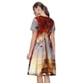 thumbnail image 2 of Bixox Robe d'Été à Manches Courtes pour Femmes Robe Ample Longueur Genou avec Poches-Tour Eiffel, 2 of 7