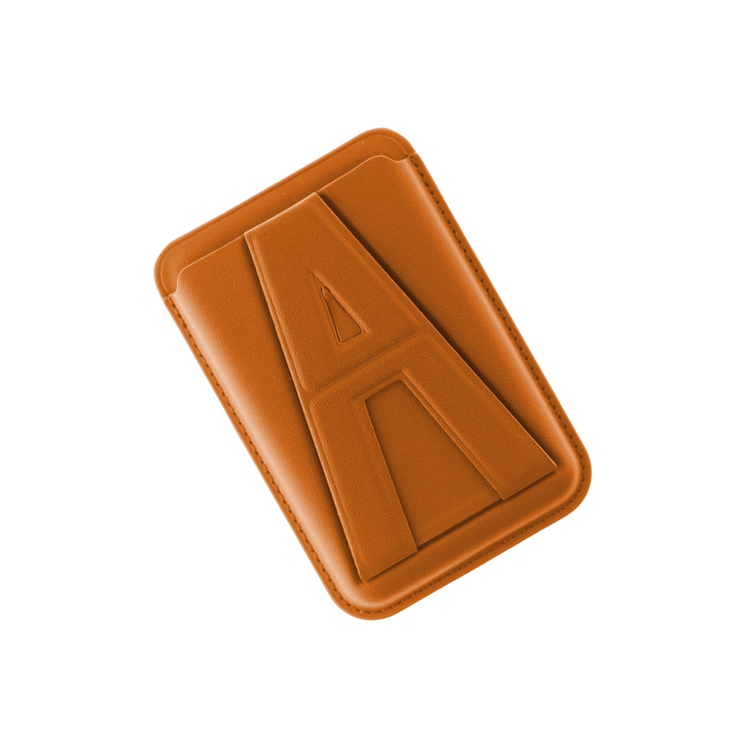 A Design Leather Wallet Attachment with Magnetic Stand Function - Orange