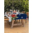 thumbnail image 2 of Outdoor Tablecloth with Umbrella Hole and Zipper, Navy Blue Christmas Rectangle Table Cloth 60x102 Inch Waterproof Tablecloth, Santa Elk Gifts Snowflake Winter Xmas Tree Picnic Table Cover for Patio, 2 of 7