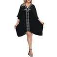 thumbnail image 3 of HDE Womens UPF 30+ Short Kaftan Cover Up Oversize Plus Size Swimsuit Shirt Dress Black, 3 of 5