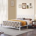 thumbnail image 2 of King Size Metal Platform Bed Frame with Victorian Wrought Iron Design, Headboard and Footboard, Under Bed Storage, No Box Spring Required, Noise-Free, White, 2 of 5