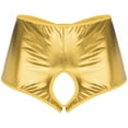 thumbnail image 3 of Ropa interior elegante para mujer, bragas sexys sin censura, disfraz sexual con entrepierna abierta, pantalones cortos metálicos brillantes con trasero abierto y tiro bajo, 3 of 5
