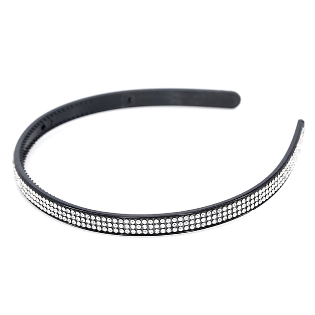 Diadema de diamantes de cristal brillante ostentoso para mujeres y niñas, banda para el cabello de plástico fino, accesorios para el cabello con purpurina