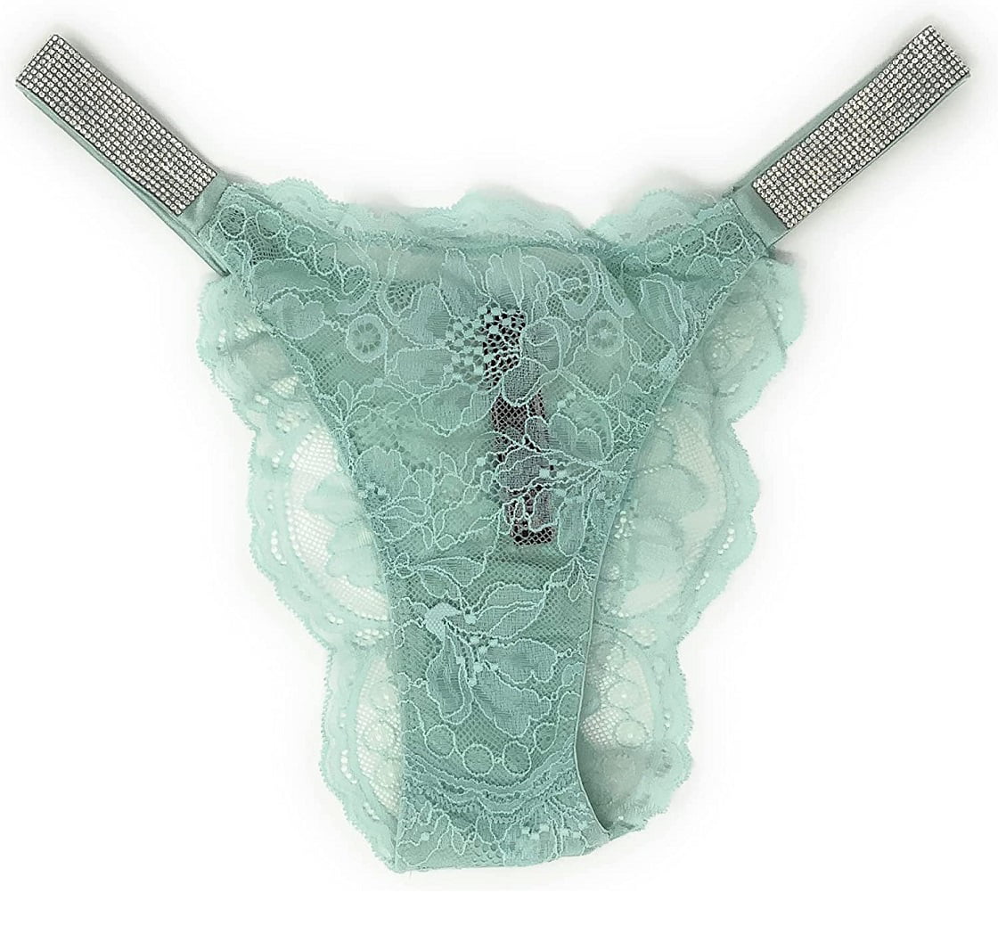 Pre-owned Victoria's Secret New $25 ?mint Jeweled Shine Thong?m, L,  Xl?'very Sexy'? In Green