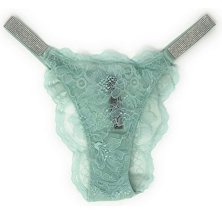 Victoria's Secret Very Sexy Bombshell Shine Brazilian Panty Mint Floral Lace  Size Large New 