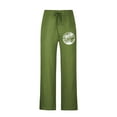 thumbnail image 4 of QATAINLAV Men's Cotton Linen Wide Leg Pants Casual Drawstring Waist Beach Pants Fashion Palm Trees Print Trousers Loose Fit Lounge Pant with Pockets Warehouse Sales Today Green M, 4 of 5