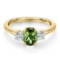 thumbnail image 3 of Gem Stone King 10K Yellow Gold Green Tourmaline and Lab Grown Diamond Engagement Ring for Women | 1.04 Cttw | Oval 7X5MM | Gemstone October Birthstone | Size 7, 3 of 6