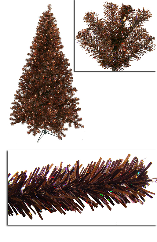 7' PreLit Sparkling Chocolate Brown Artificial Christmas Tree Clear Lights