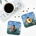 thumbnail image 5 of Bingfone Vintage Two Brave Cats Are Floating On The Sea Iceberg Leather Drinks Coasters With Set Of 6,Suitable For Home Kitchen,Coffee Cup Coasters Home Gift, 5 of 9