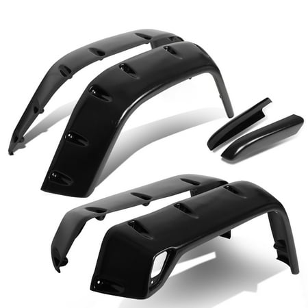 2006 Jeep Wrangler Fender - For 1997 to 2006 Jeep Wrangler Grain Textured Pocket -Riveted Style Side Fender / Cover / Protector Wheel Flares (Black)