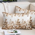 thumbnail image 2 of Brown Yellow Eucalyptus Leaves Throw Pillow Covers, Watercolor Spring Summer Botanical Soft Breathable Pillow Cases with Invisible Zipper, Queen Size Pillowcases for Couch Bed Sofa Chair 20x30 Inches, 2 of 9