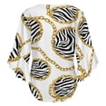thumbnail image 6 of Zebra Print Gold Chain Women's V-Neck Blouse With 3/4 Ruffled Bell Sleeves Casual Top Ladies Blouses, 6 of 7