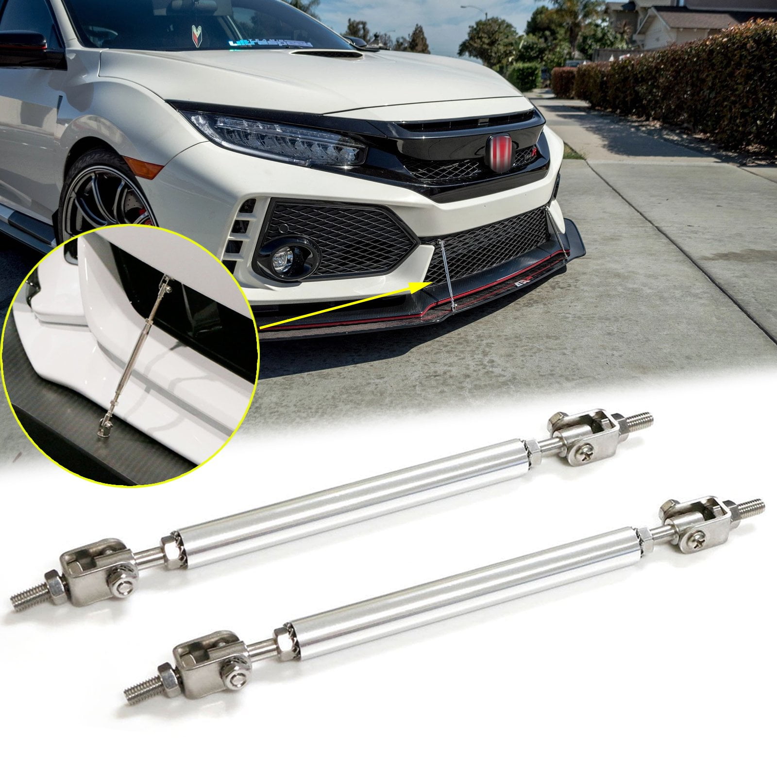 Xotic Tech 2pcs Adjustable 6"9" Front Bumper Lip Splitter Strut Rod