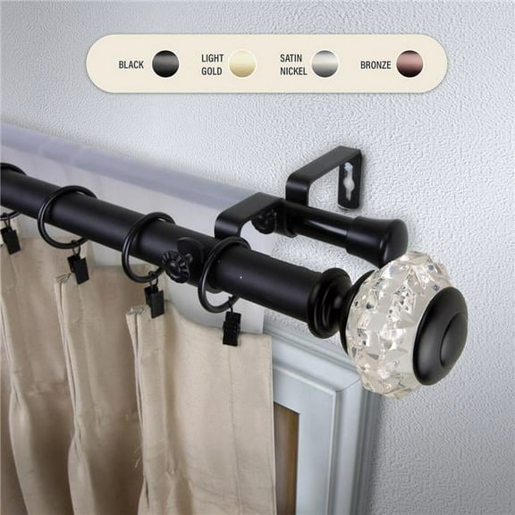 Central Design 100-59-482-D 1 in. Lyla Double Curtain Rod with 48 to 84 in. Extension, Black
