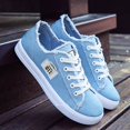 thumbnail image 1 of Zapatos de lona para mujer, novedad de 2020, zapatillas de deporte con cordones para primavera/otoño para niñas, zapatos informales de tela vaquera azul sólido/blanco Tennis38 Gao Jinjia LED, 1 of 2