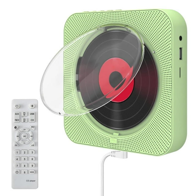MEGICOT Lecteur CD Portable Bluetooth 2600 mAh Rechargeable avec Haut-Parleurs Intégrés, Lecteur de Musique Mural avec Couvercle Antipoussière Télécommande, Prend en Charge Radio FM USB Flash Micro SD Lecture AUX