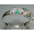 thumbnail image 4 of LBG British Made 14k White Gold Natural Opal & Emerald Womens Eternity Ring - Size 4.5 - 33 size options, 4 of 7
