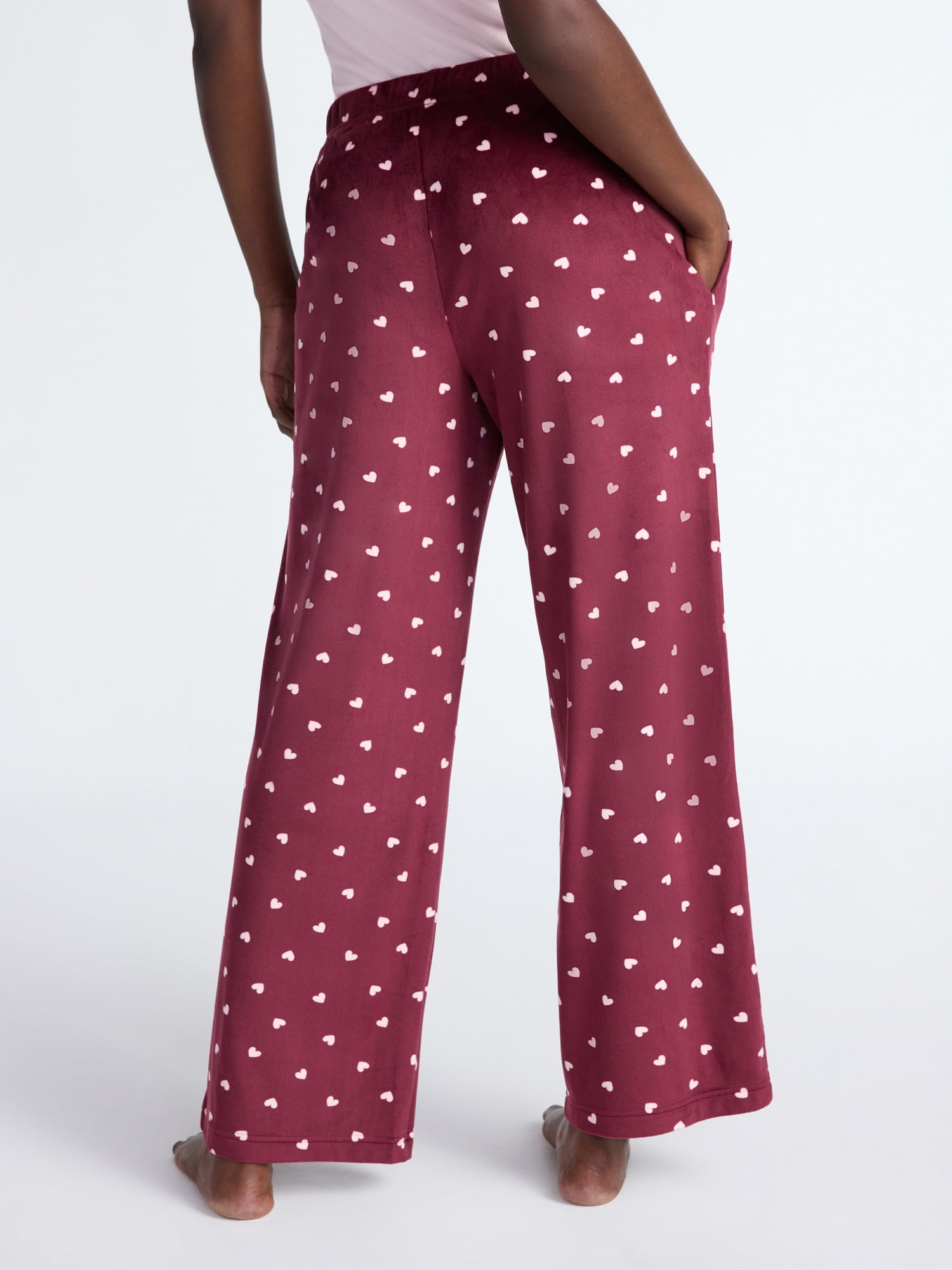Joyspun Women's Velour Wide-Leg Sleep Pants, Size XS-3X