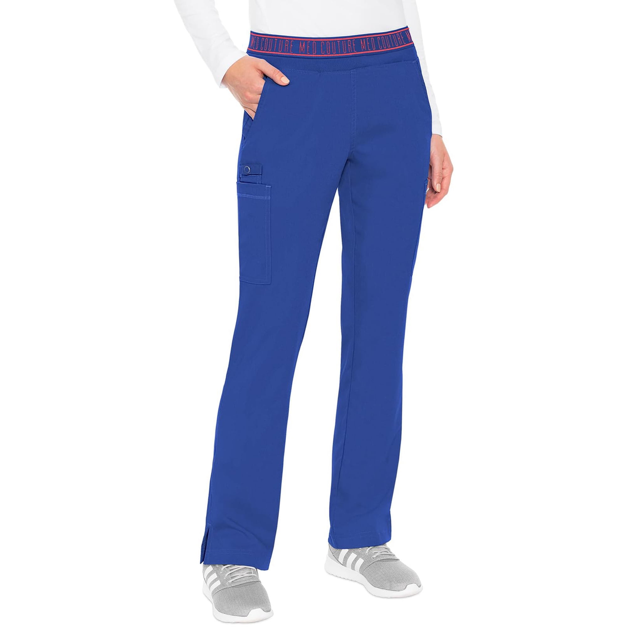 Med Couture Touch Women's Yoga Pull-On Pant Scrub Bottoms with 7 Pockets Royal XS