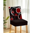 thumbnail image 2 of Dining Room Chair Covers Set of 1, Burgundy Red Color Block Stretch Spandex Parsons Chair Slipcovers, Abstract Geometric Black Stripe Washable Removable Seat Cover Protector for Kitchen Party Hotel, 2 of 6