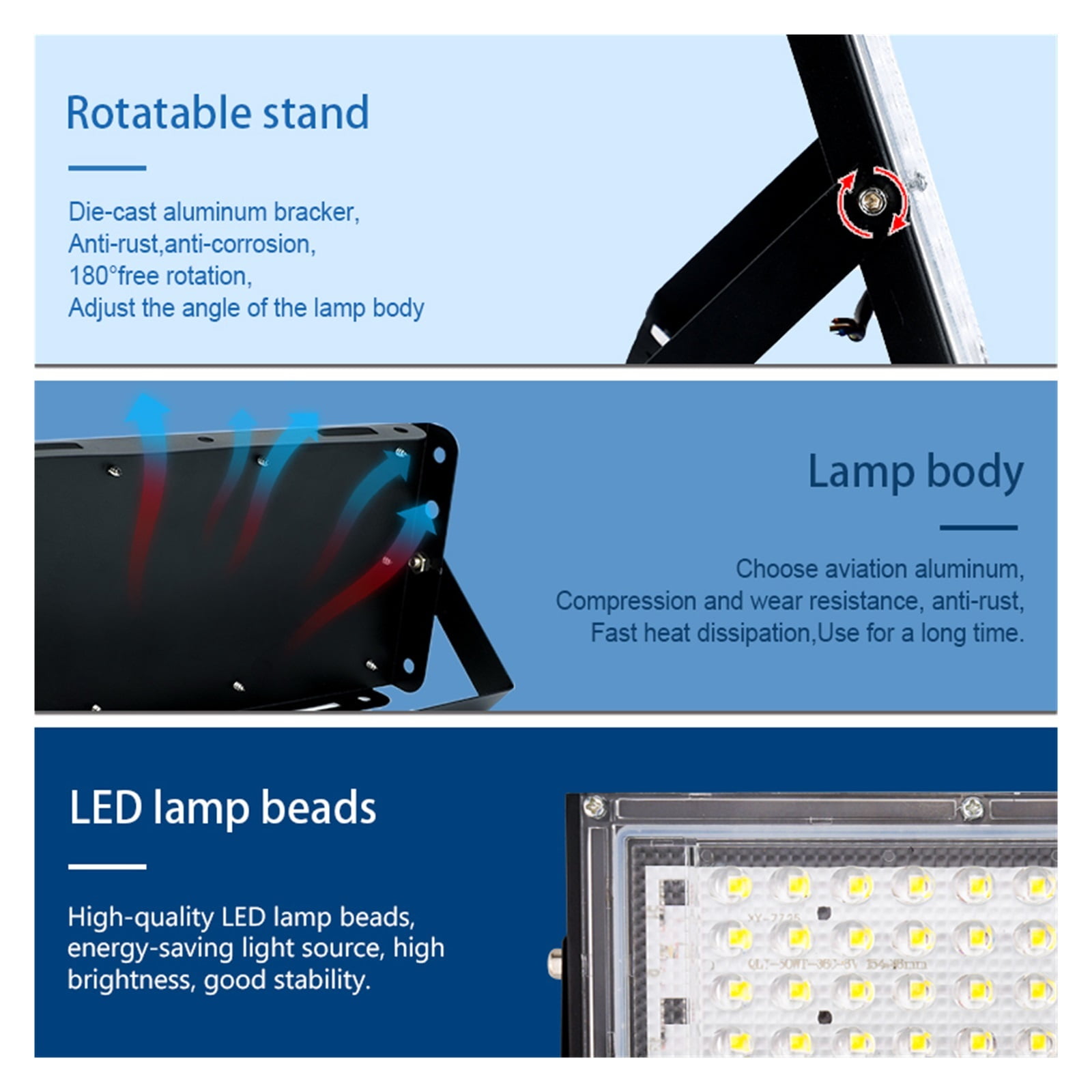 50W 100W Waterproof IP65 LED Flood Light AC Spotlight Outdoor Garden Lighting Led Reflector Cast Light Floodlights ,Multifunctional Lighting