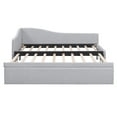 thumbnail image 4 of Harper & Bright Designs Twin Size L Shaped Platform Bed with Pop Up Trundle, Wood Upholstered Corner Bed Frame for Bedroom, Gray, 4 of 16