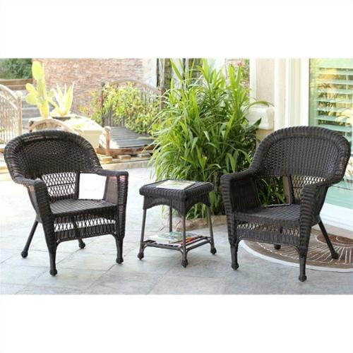 Jeco 3 Piece Wicker Conversation Set in Espresso