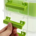 thumbnail image 3 of Caja de almacenamiento apilable de 3 niveles con bandeja dividida, contenedor de almacenamiento apilable transparente con tapa con asa y cierre de almacenamiento (verde), 3 of 5