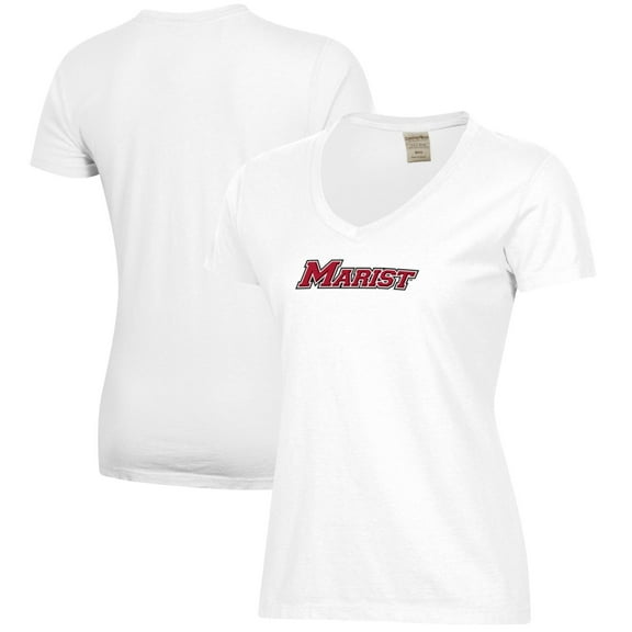 Women's  White Marist Red Foxes Logo Comfort Wash V-Neck T-Shirt