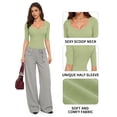 thumbnail image 4 of MOYIKO Plus Size Half Sleeve T Shirts for Women Scoop Neck Slim Fitted Summer Trendy Tops Casual Basic Tees Clothes, 4 of 7
