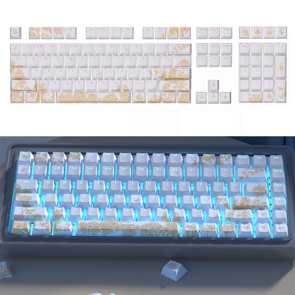 Zeiwohndc 1Set Double Shot Embroidery Backlit Keycaps for Mechanical Keyboard Keycap