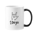 thumbnail image 1 of Tasse Noire Personnalisée "I Love You" Changeant de Couleur avec Poignées, Sensible à la Chaleur, 350 ml, 1 of 3