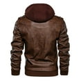 thumbnail image 6 of Fgnfyis Mens Leather Coat Winter Leisure Thick Hooded Zipper Lapel Short Autobike Coat Warm Daily Top Large Size Mens Winter Coats Brown S, 6 of 9