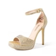 thumbnail image 1 of Sandalia DREAM PAIRS Tacones con Punta Cuadrada y Pedrería 12 cm Dorado, 1 of 7